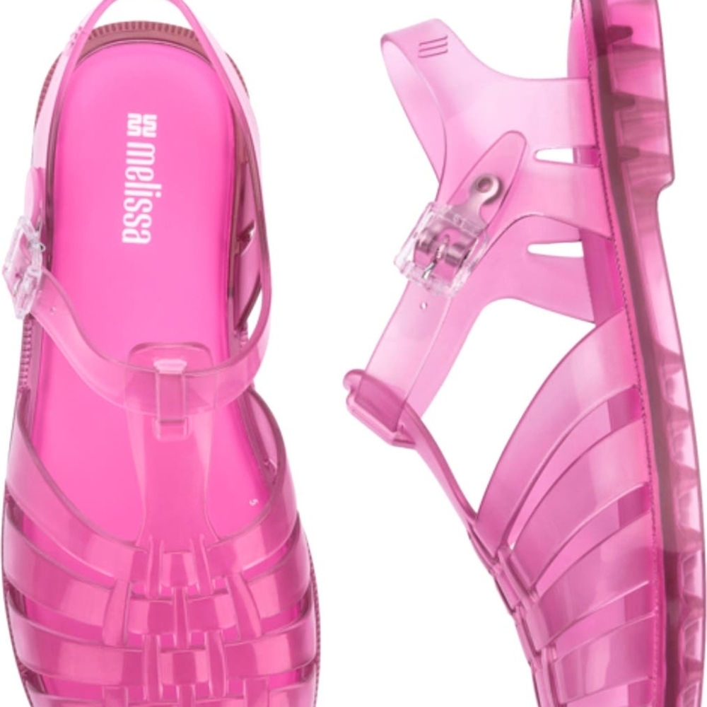 Brand New Melissa Hot Pink Transparent Jelly Sandals Size 7 As Fits Like 7 1/2
